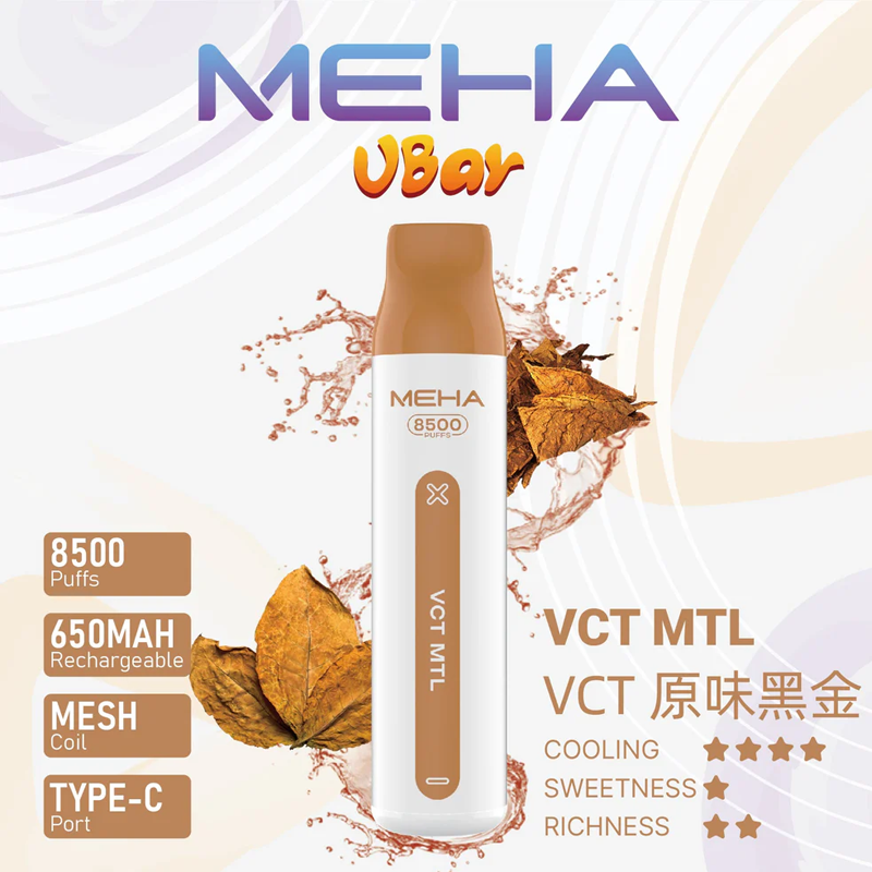 MEHA VBar 小白條 8500 Puffs 一次性電子煙｜650mAh 電池｜Type‑C 快充：圖片 9