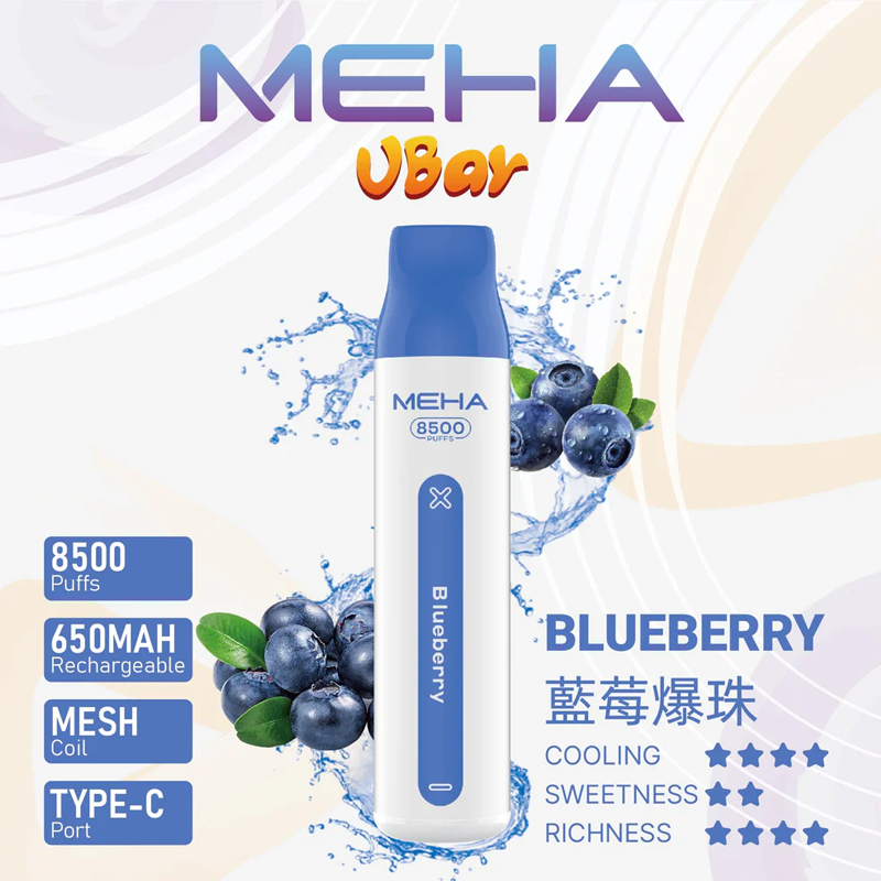 MEHA VBar 小白條 8500 Puffs 一次性電子煙｜650mAh 電池｜Type‑C 快充：圖片 6