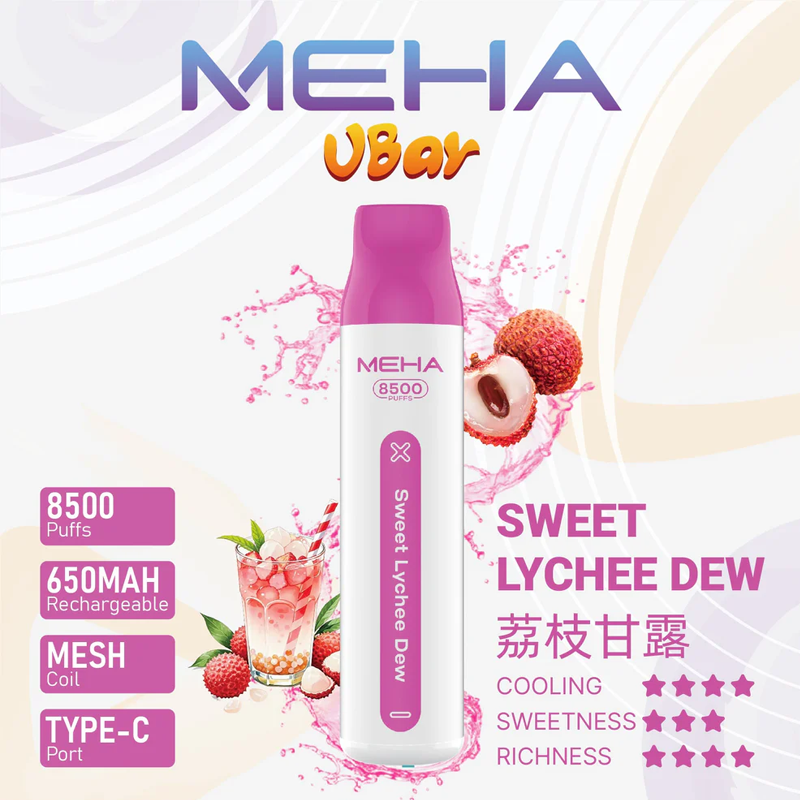 MEHA VBar 小白條 8500 Puffs 一次性電子煙｜650mAh 電池｜Type‑C 快充：圖片 4